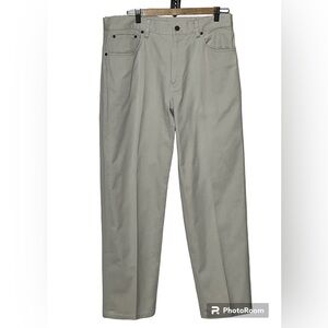 L L Bean Off White/ Light Cream Colored Thin Corduroy Pants Sz 34